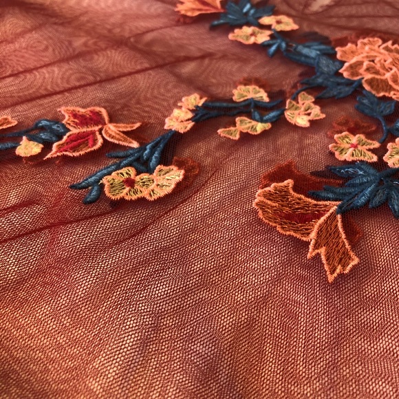 Zara Red Floral Sheer Top - Picture 3 of 5